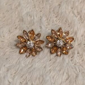 Forever 21 Pink Orange Coral Floral Stud Earrings